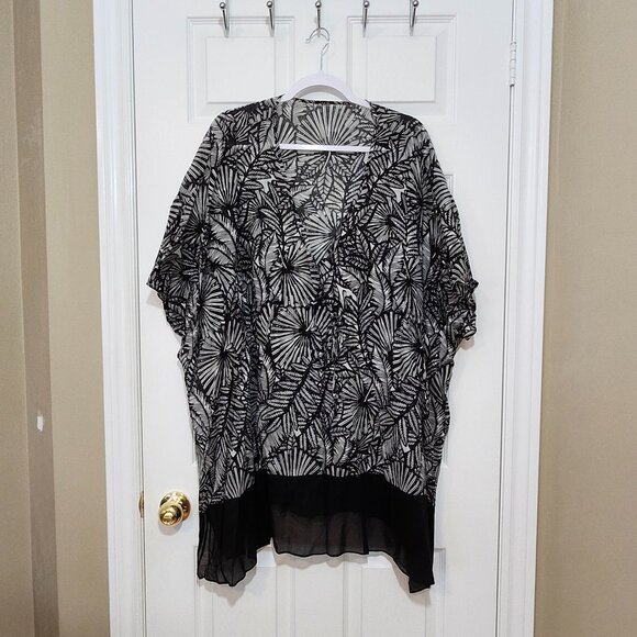 La Vie en Rose Aqua Women's Tunic Swimsuit Cover-up ~ Black and White ~ Size XL - Picture 1 of 6